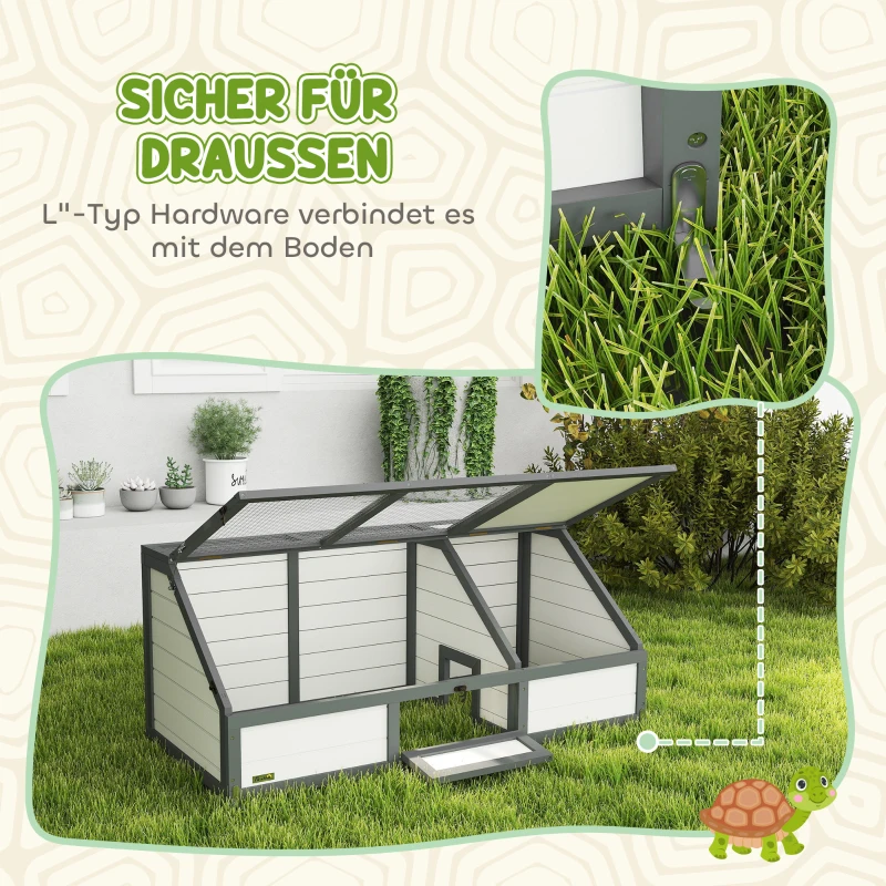 PawHut Schildkrötenbox, Outdoor Schildkrötengehege, bodenloses Design, leicht zu öffnen, Schildkrötenhaus, Weiß(m-4)