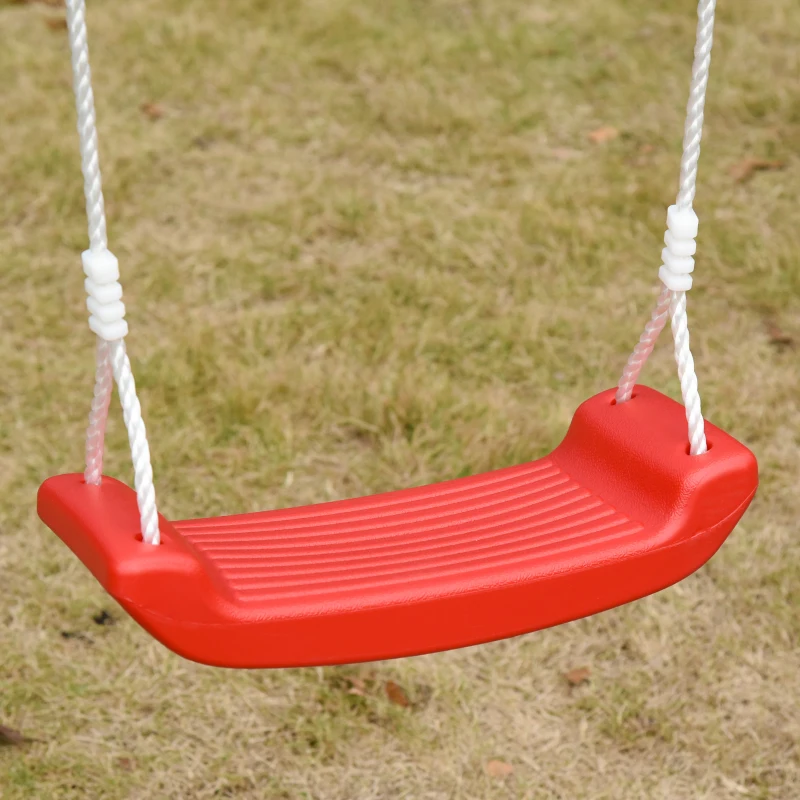 Outsunny Altalena Doppia Altalena da Giardino per Bambini 3+ Anni, Verde Rosso