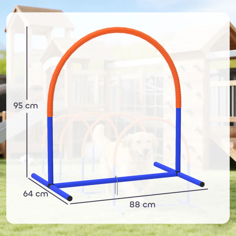 PawHut Agility-Set für Hunde, Hundetraining, 4 Bögen, für Einsteiger, mit Tragetasche, blau+orange, 88 x 64 x 95cm