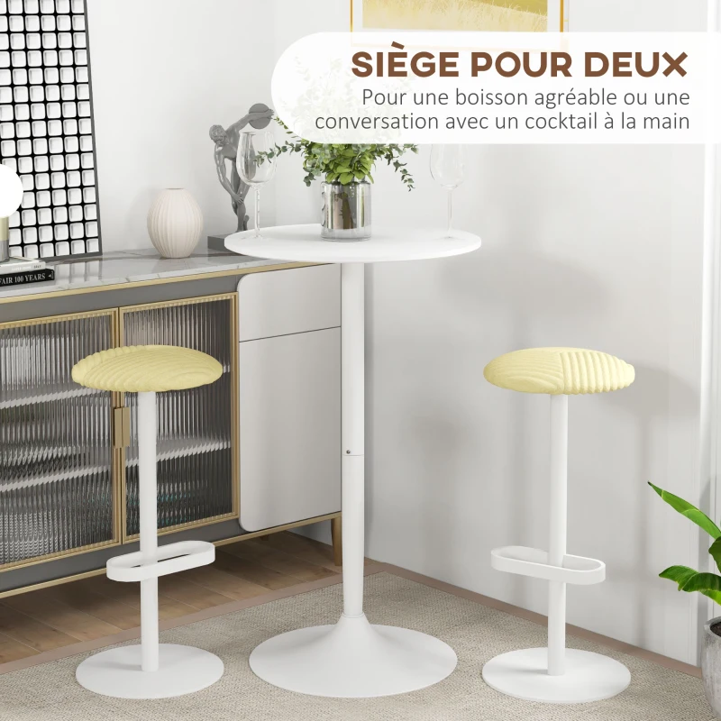 HOMCOM Table de bar ronde table de bistro mange-debout table de cuisine style contemporain plateau peint et cadre en acier