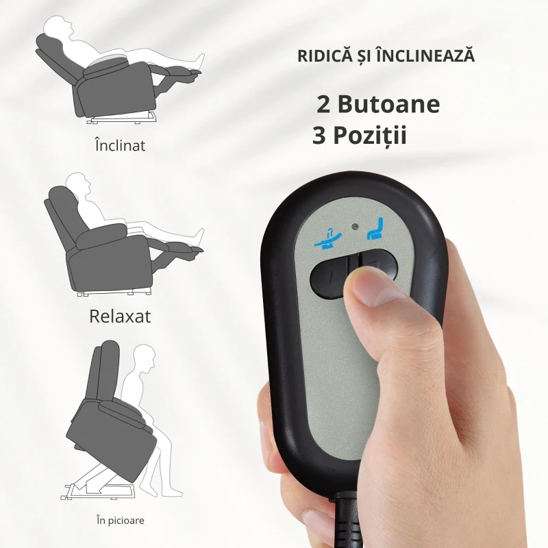 Homcom Fotoliu Reclinabil Electric – Gri inchis cu Telecomanda