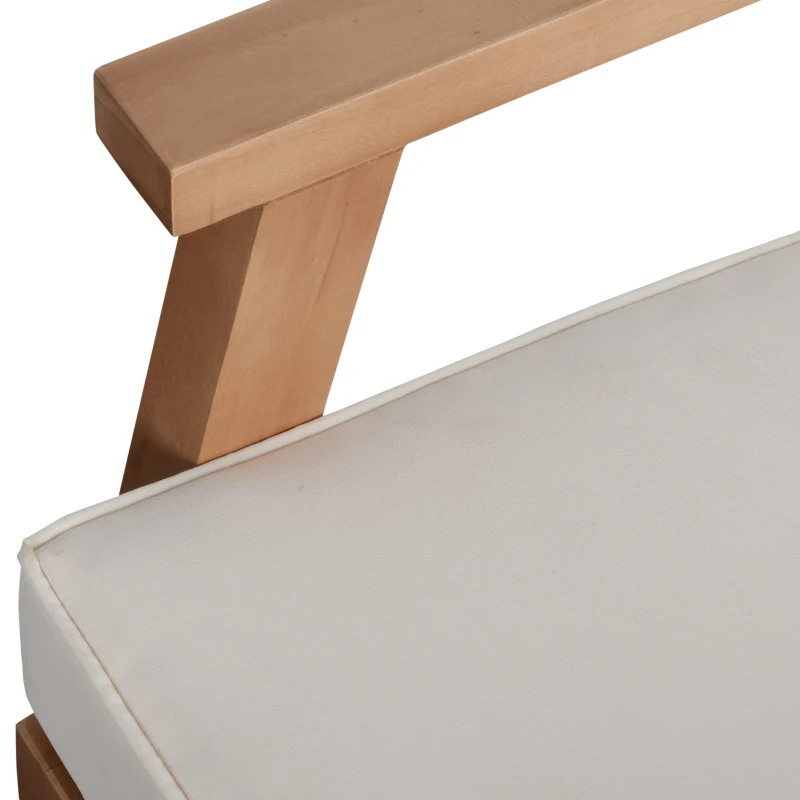 Outsunny 2er-Set Gartenstühle mit Kissen Gartensessel Set Gartenstuhl aus Pappelholz Gartenmöbel Holzstuhl Balkonstuhl Terrassenstuhl Braun+Beige 66 x 77,5 x 74,5 cm