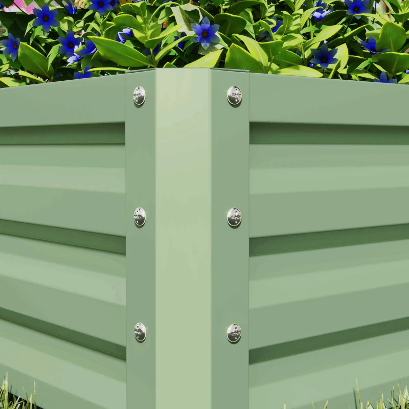 Outsunny Set of Two 60 x 60cm Steel Planter Boxes - Light Green