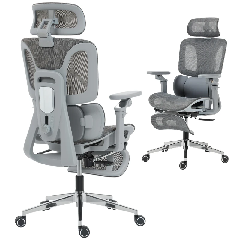 HOMCOM Ergonomic Office Chair, High Back Mesh Desk Chair, Grey
