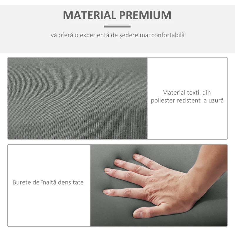 Outsunny Set 2 Perne pentru Scaune de Exterior cu Curele, Perne de Exterior Umplute cu Bumbac și Poliester, pentru Șezlonguri, Fotolii de Grădină, 196x55x8 cm, Gri Închis