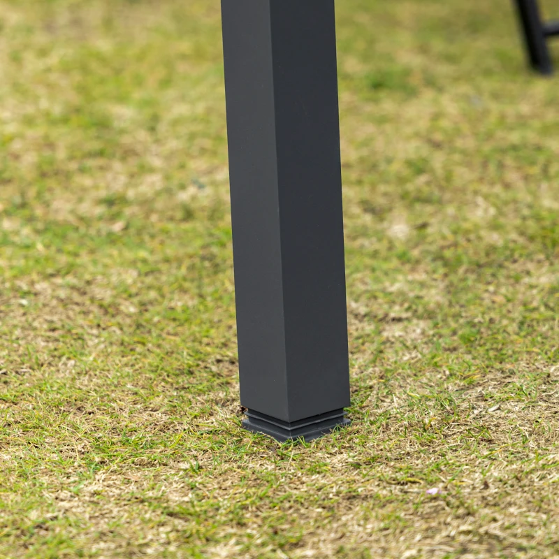 Outsunny Gartentisch Esstisch Balkontisch mit gehärteter Glasplatte Outdoor Aluminium Ausziehbarer Tisch Hinterhof Gartenmöbel Rechteck Bistrotisch Grau Weiß