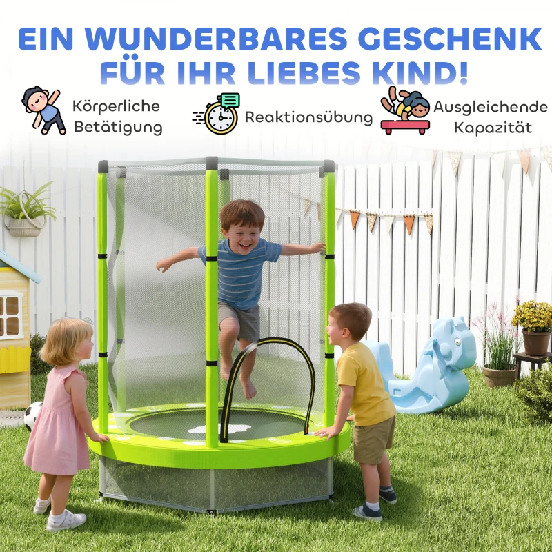 AIYAPLAY Kindertrampolin mit Sicherheitsnetz, für den Innen- und Außenbereich, 3-6 Jahre, Grün