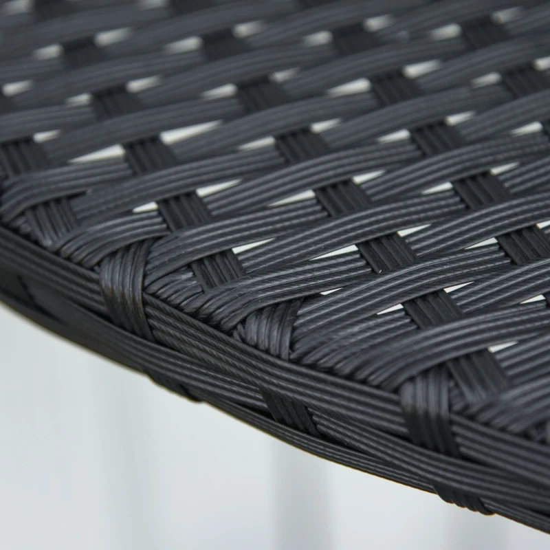 Outsunny Balkontisch Garten Beistelltisch Tisch Gartenmöbel halbrund Polyrattan Metall Schwarz 100 x 50 x 74 cm