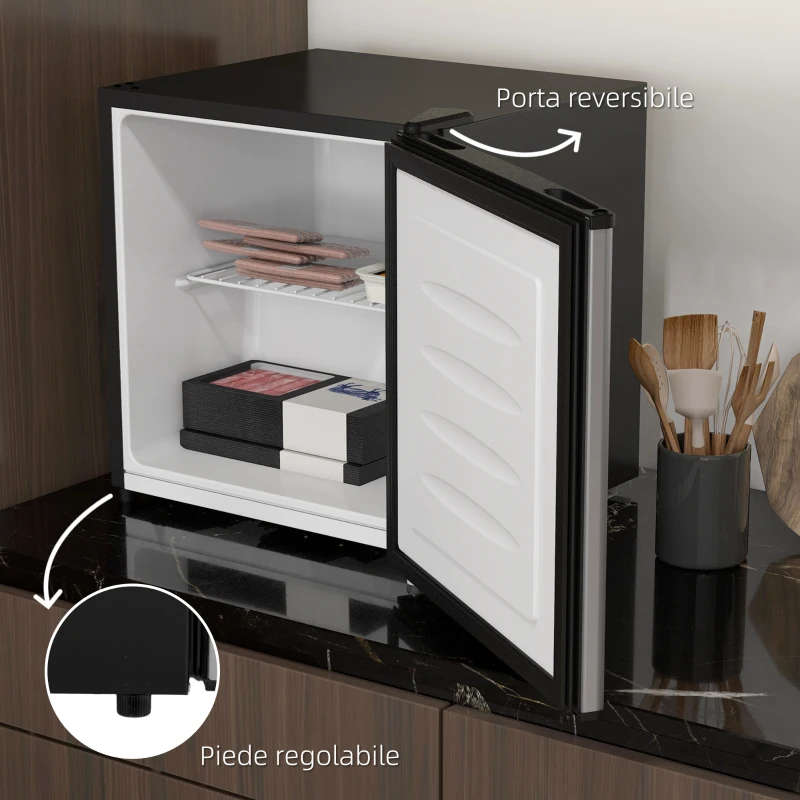 HOMCOM Frigo Portatile 35L con Ripiano Rimovibile e Temperatura Regolabile, 47x44.2x48.8 cm, Argento