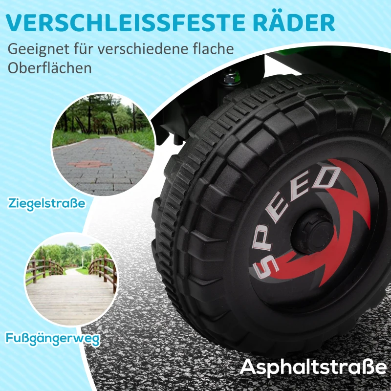 HOMCOM Elektro-Kinderquad, 2,5 km/h, Vorwärts- & Rückwärtsgang, für 18-36 Monate, Grün