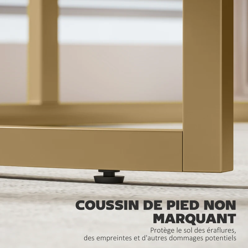 HOMCOM Lot de 2 tables basses gigognes empilable design industriel plateau imitation ciment pieds en métal blanc