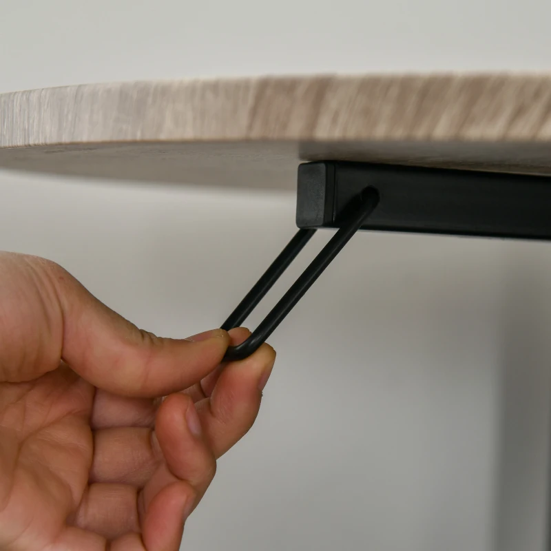 HOMCOM Conjunto Mesa Oval Extensível e 2 Cadeiras Mesa de Folha Metal e MDF Preto e Natural