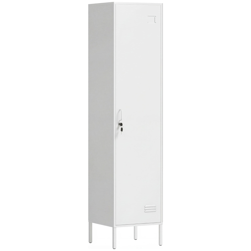 HOMCOM Armadio Metallico con Porta Chiudibile, Portanome e Asta Appendiabiti, 40x40x179 cm, Bianco