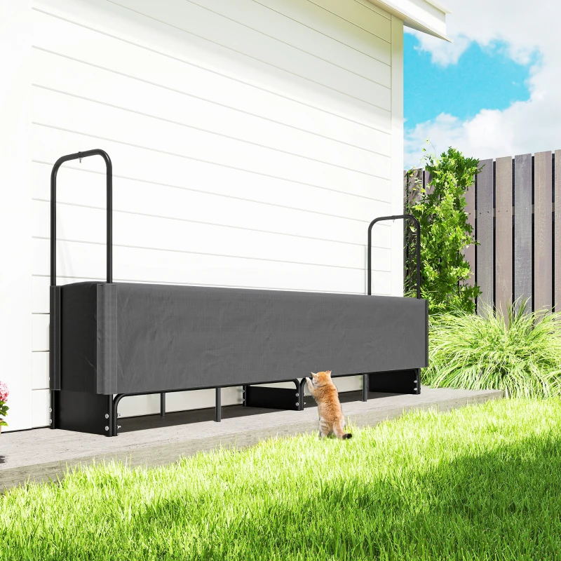 Outsunny Range bûches extérieur, abri bois de chauffage couverture imperméable 600D Oxford charge 300 kg 260 x 38 x 118 cm noir