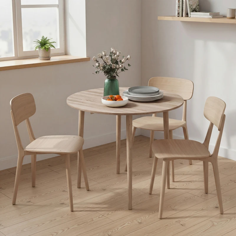 HOMCOM Table de salle à manger pliante 2 abattants - table ronde extensible - peu encombrante avec pieds en bois Ø89 x 73.5H cm
