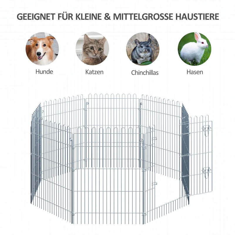 PawHut Freilaufgehege Welpenauslauf Welpenzaun Laufstall Welpengitter für Tiere 8-teilig B63 x H76 cm