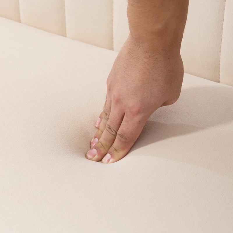 HOMCOM Divano 2 posti stile retrò con gambe in legno, 117x56,5x77 cm, Bianco crema