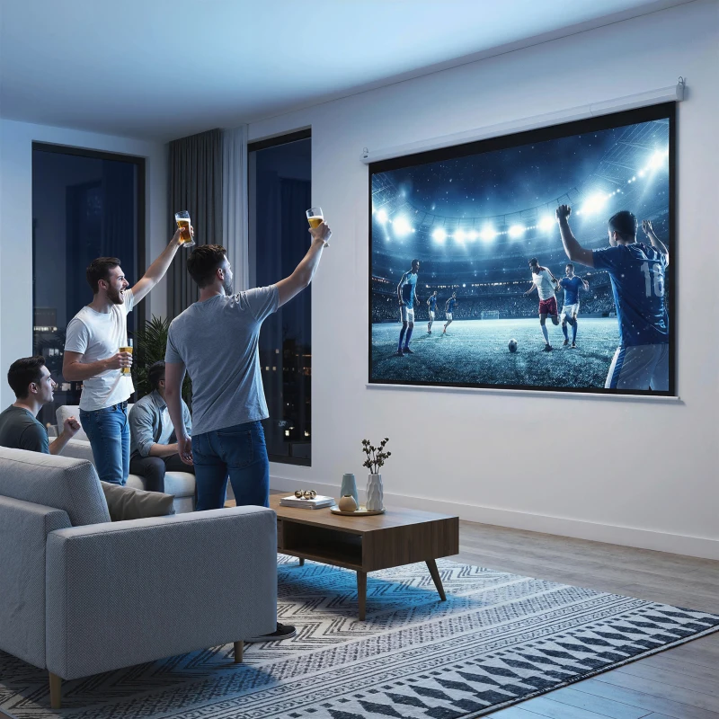 HOMCOM Schermo per Proiettore 100 Pollici Formato 4:3 Regolabile con Telecomando, Schermo di Proiezione Motorizzato Compatto, Installazione a Parete o Soffitto, 203x152 cm, Bianco