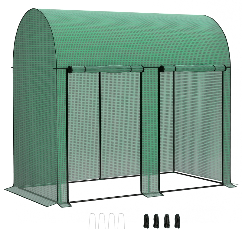 Outsunny Seră de Grădină, 2 Uși Rulabile, Acoperire PE 140g/m², 2x1x1.78m, Verde