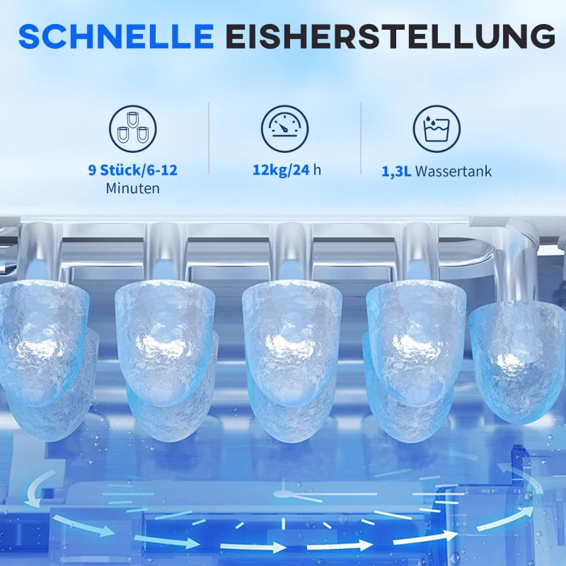 HOMCOM Eiswürfelmaschine Eiwürfelspender Eiwürfelbereiter, 29,4 cm x 22,2 cm x 29 cm, Schwarz