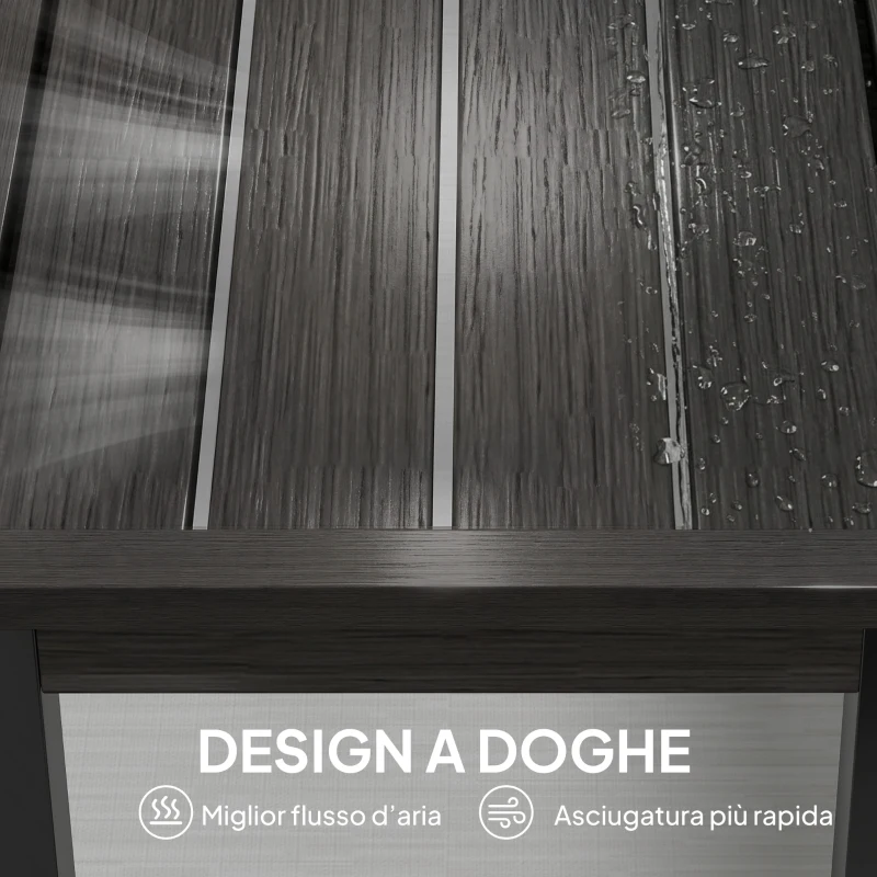 Outsunny Panca da Giardino Panchina da Giardino 2 Posti 130x34x43 cm Grigio