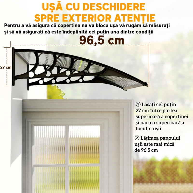 Outsunny Copertina moderna din policarbonat, 110x60x18 cm, gri