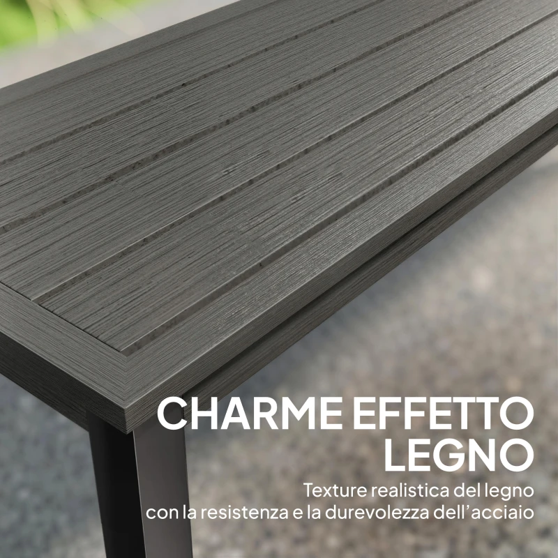 Outsunny Panca da Giardino Panchina da Giardino 2 Posti 130x34x43 cm Grigio