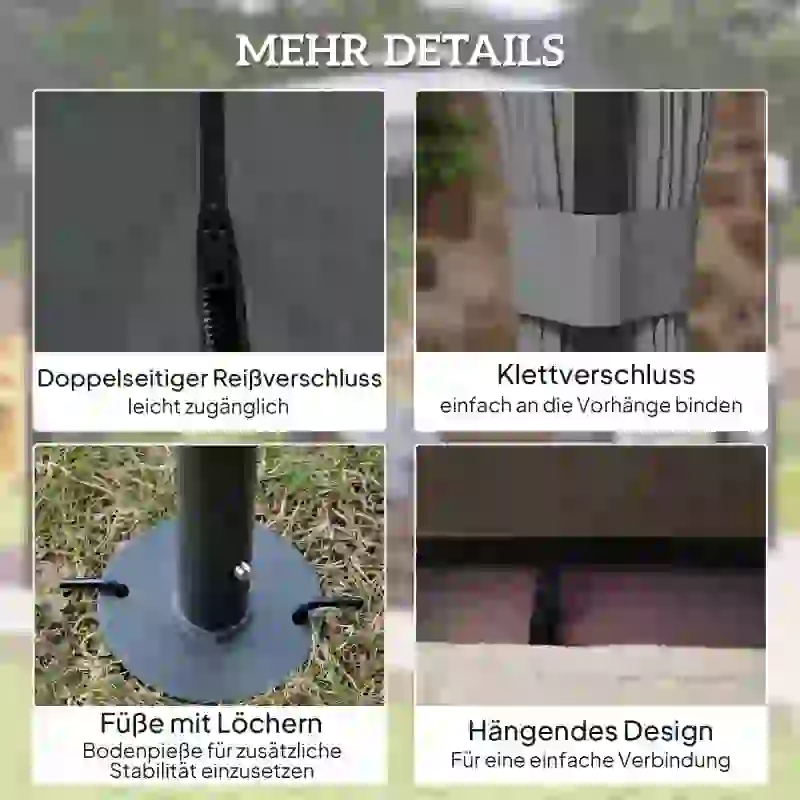 Outsunny Pawilon ok. 3x3 m wodoodporny stabilny odporny na zimę pawilon ogrodowy z podwójnym dachem moskitiera na zamek