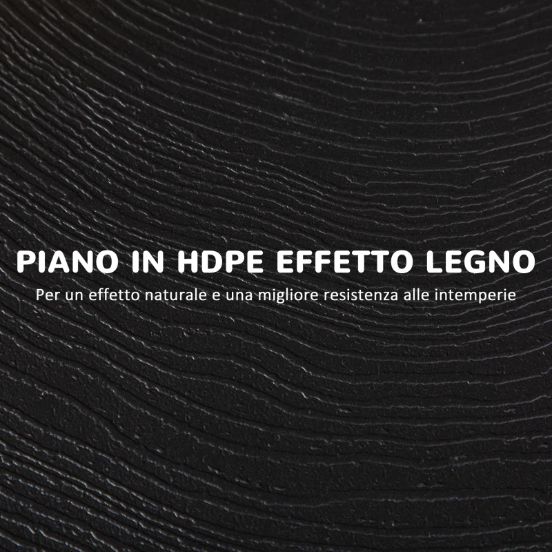 Outsunny Tavolo da Giardino Rotondo e Pieghevole in Acciaio e HDPE, Ø60x73 cm, Grigio Scuro