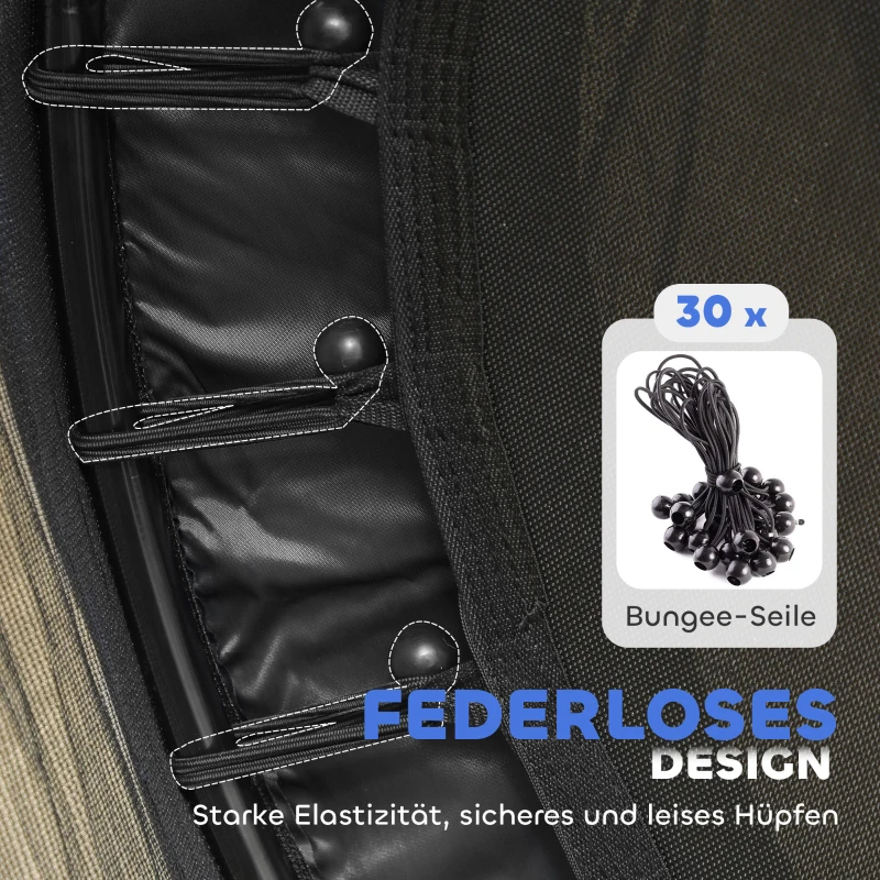 HOMCOM Trampolin für Kinder, Ø140 cm, mit Sicherheitsnetz, für innen und außen, Stahl, Kunststoff, belastbar bis 50 kg, Schwarz