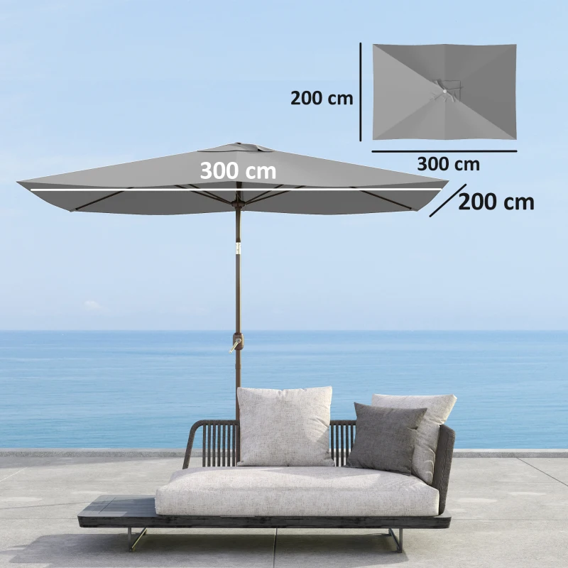 Outsunny Housse de Remplacement pour Parasol, Toile pour Parasol de Jardin, 3x2m