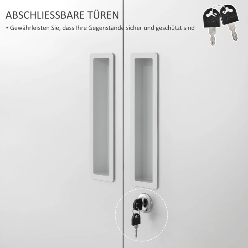 HOMCOM Aktenschrank, Büroschrank, 5 Regale, Metall, 80B x 40T x 180H cm, Weiß