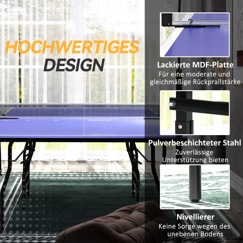 SPORTNOW Tischtennisplatte klappbar Mid Size Tischtennistisch inklusive Tischtennisnetz 3 Bälle 12mm Tischplatte