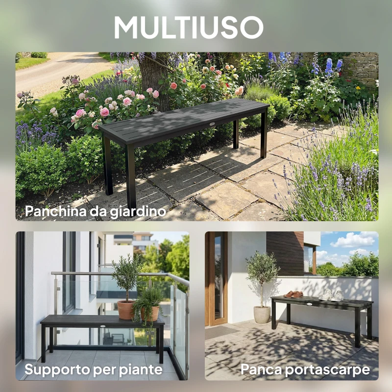 Outsunny Panca da Giardino Panchina da Giardino 2 Posti 130x34x43 cm Grigio