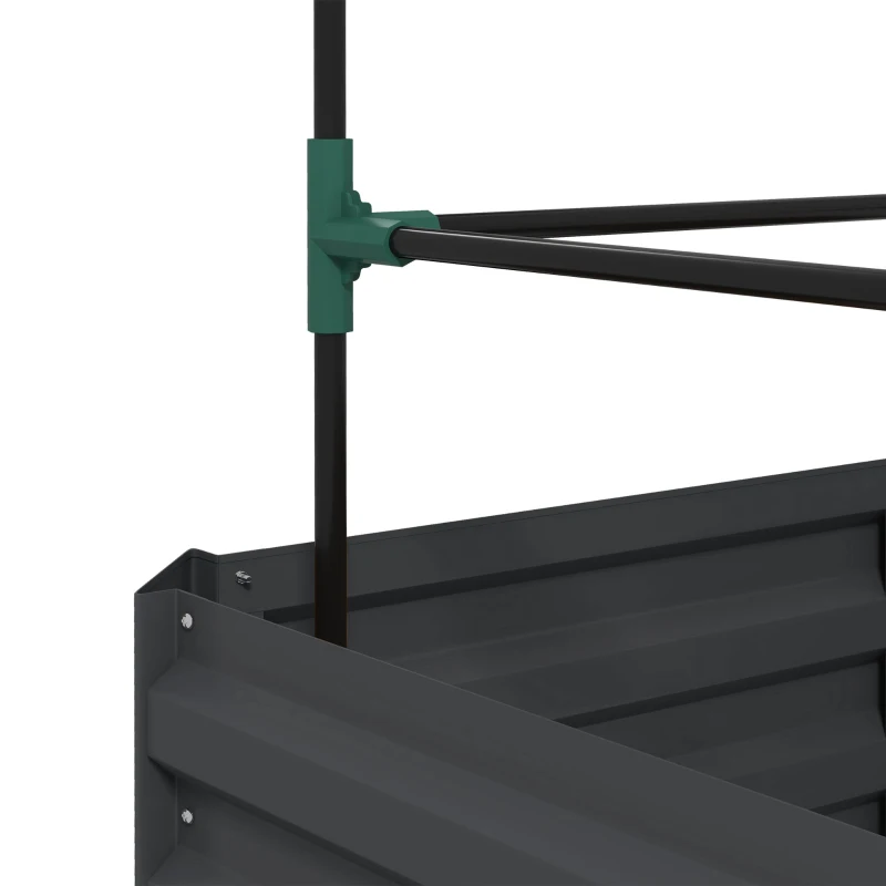 Outsunny Grządka z kratą podporową, skrzynka z podporą, otwarte dno, odporna na warunki pogodowe, 61 cm x 61 cm x 140 cm, ciemnoszary