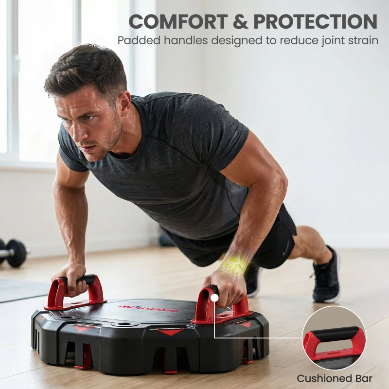 SPORTNOW Push-Up Board 7-in-1 Adjustable with Resistance Bands, Wheels, Door Anchor, Foldable