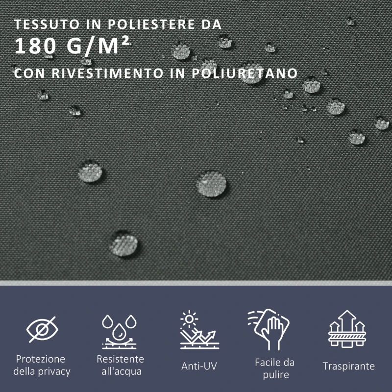 Outsunny Divisore da Giardino Regolabile Anti UV con Maniglia, in Metallo e Poliestere 180 g/m², 600x180 cm, Grigio