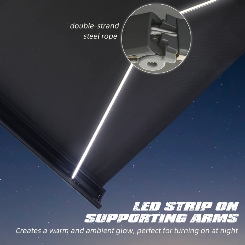 Outsunny Cassette Electric Manual Awning Door Window Retractable Canopy w/ R/C & LED 300W x 0-250D cm