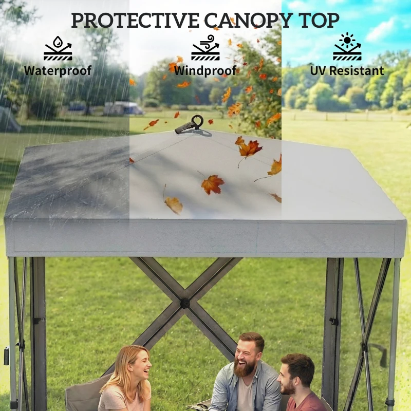 Outsunny Pavillon 1,85x1,85m Wasserdicht Stabil Winterfest Pop-up Faltpavillon mit 4 Mesh-Seitenteilen Tasche, UV 30+