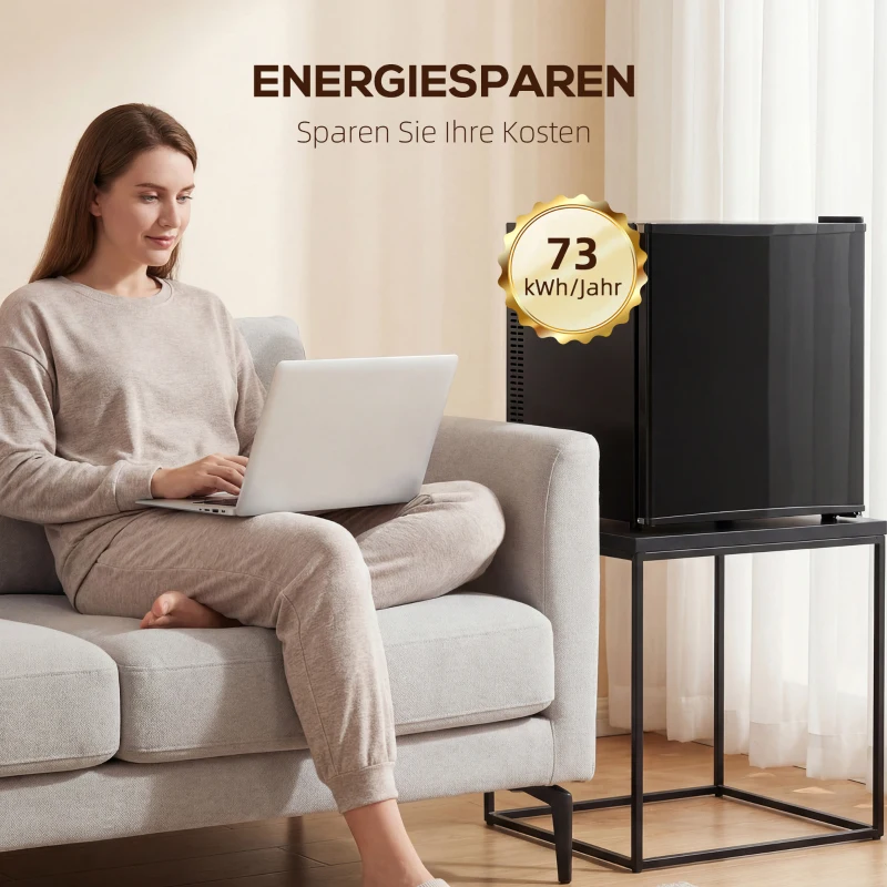 HOMCOM Mini lodówka 44 l/46 puszek Mała lodówka z regulowanym termostatem 43 x 51 x 51,3 cm, Czarny