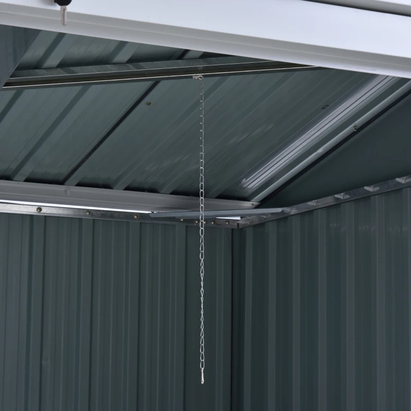 Outsunny 3.2 x 5.1ft Corrugated Steel Two-Bin Storage Shelter - Black