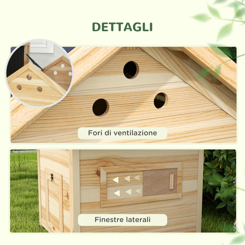 PawHut Casetta per Anatre da Esterno con Rampa, Fondo Rimovibile e Fori di Ventilazione, 78x90x92 cm, Legno
