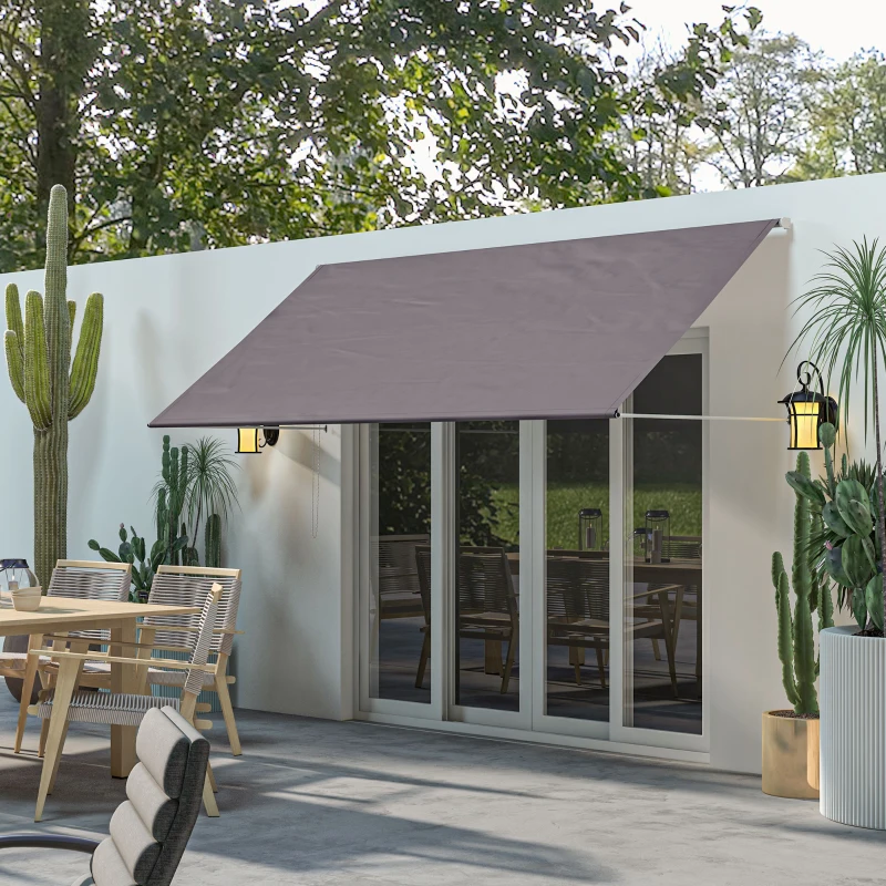 Outsunny Store banne manuel auvent rétractable Inclinaison réglable 300 x 120 cm protection UV aluminium polyester gris foncé
