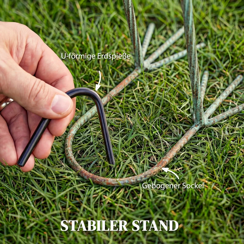 Outsunny Statua ogrodowa czapli metalowy ptak outdoor, stojąca rzeźba 88 cm z kotwami do podłoża, Zielony i Brązowy