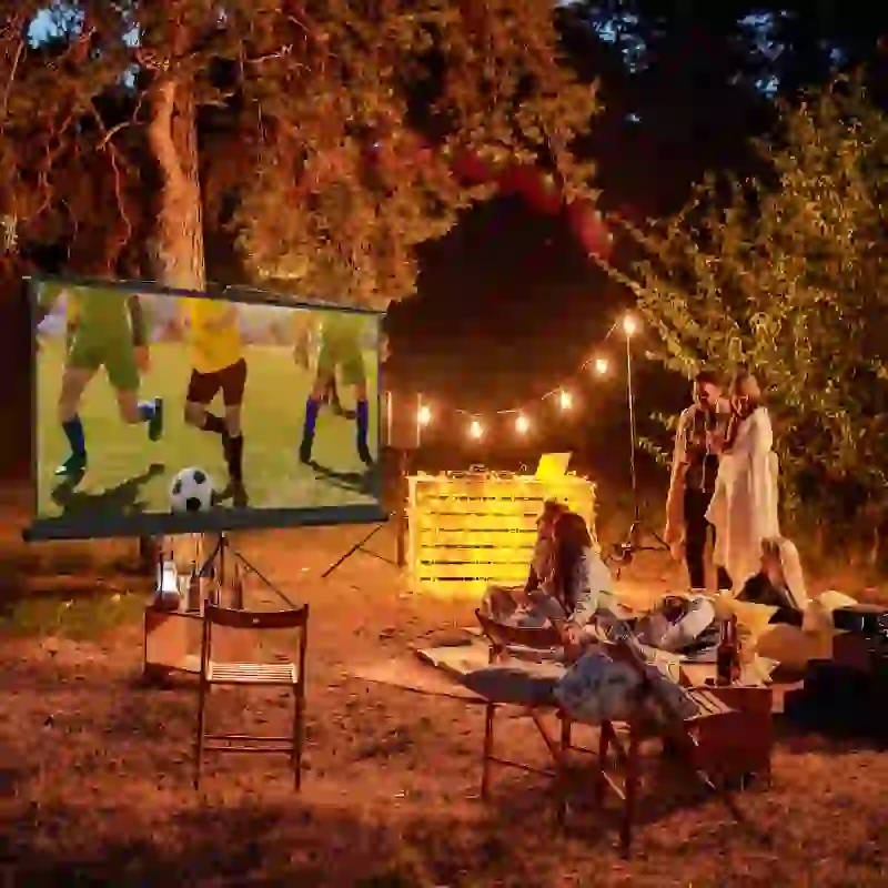 HOMCOM Écran de projection 100 pouces avec support trépied hauteur réglable, écran 4K HD 16:9