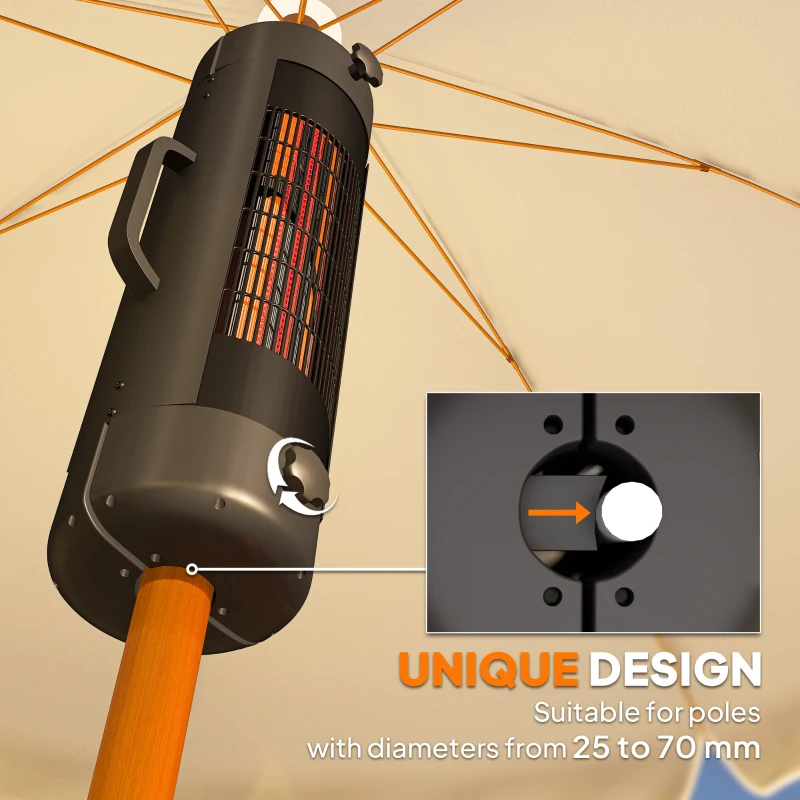 Outsunny Patio Parasol Heater, Electric Umbrella Mounted Heater for 25-70 mm Poles