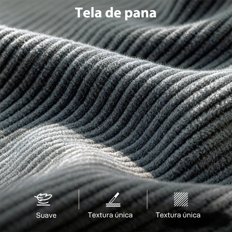 HOMCOM Sofá de 3 Plazas Tapizado en Pana Acolchado Grueso de Muelles Asiento Ancho 2 Almohadas 188x80x86 cm Gris Oscuro