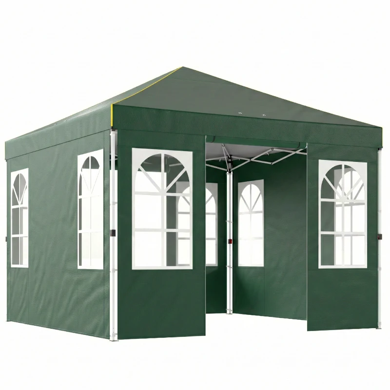 Outsunny Tente pliante 3x3 m Pop-up avec UPF50+ 4 côtés amovibles Hauteur réglable et sac de transport Vert