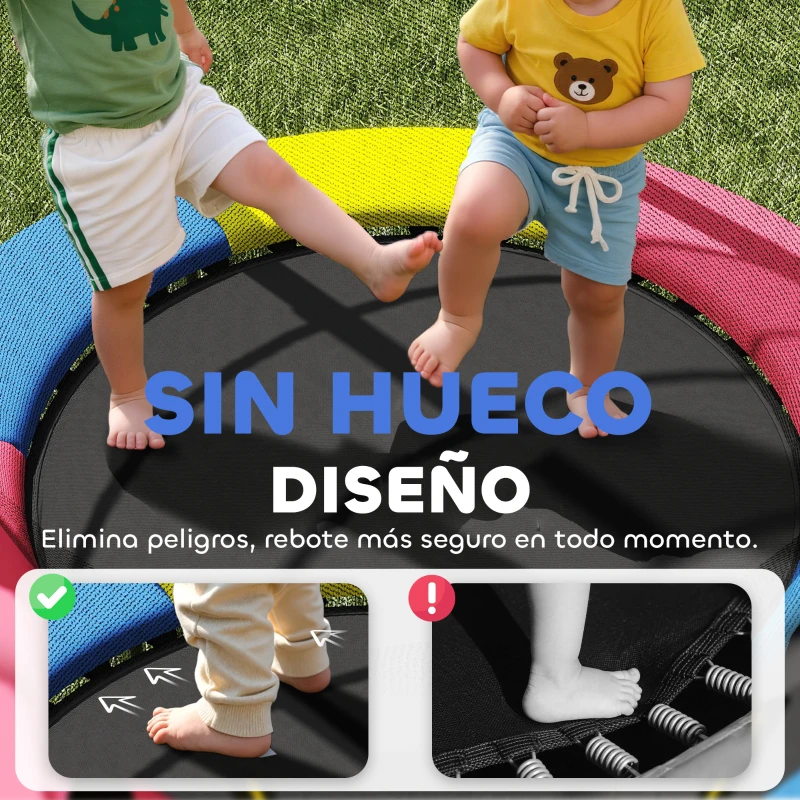 HOMCOM Cama Elástica Infantil Ø160 cm Trampolín para Niños de 3-6 Años con Red de Seguridad Patas en Forma de L Multicolor