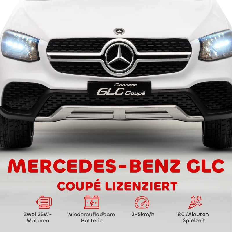 AIYAPLAY Elektrische kinderauto, 12V kinderauto met afstandsbediening, LED-lampen, muziek, 3 snelheden, 3-6 jaar, Wit